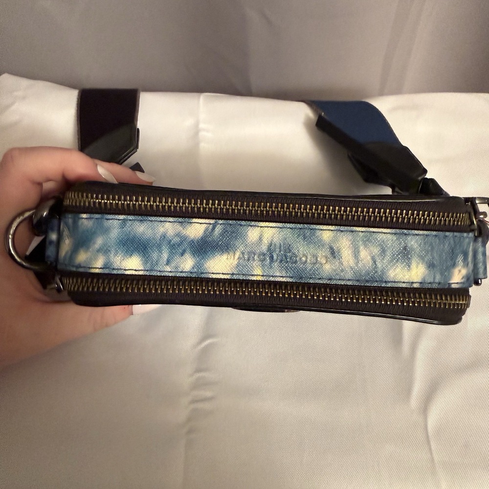 Marc Jacobs Snapshot Crossbody Bag Purse Watercolor Camera Shoulder Tie Dye Blue - Picture 4 of 16